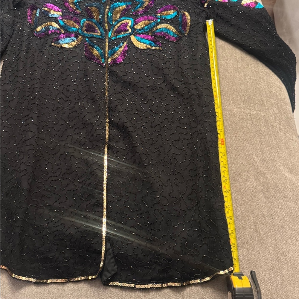 Vintage Jewel Queen Black Silk Beaded Coat - Picture 10 of 10